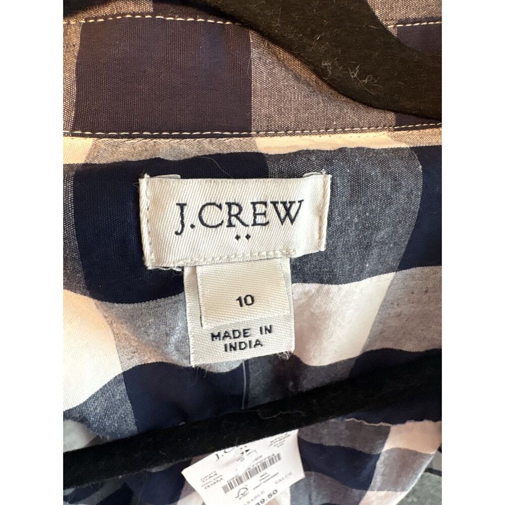J.Crew Factory tie-waist poplin shirt dress in gingham - Picture 6 of 7